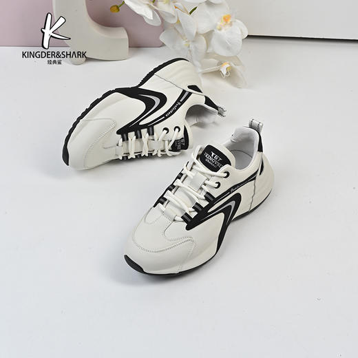 经典鲨2024年男士系带平色平底休闲鞋跑步鞋KW270-D14021 商品图3