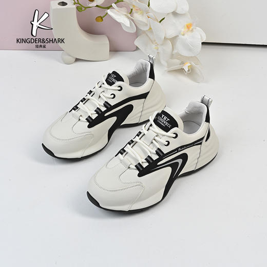 经典鲨2024年男士系带平色平底休闲鞋跑步鞋KW270-D14021 商品图0