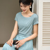米思阳【天丝桑蚕丝纯色上衣】2026夏季显瘦百搭弹力上衣一字领T恤1427 商品缩略图2