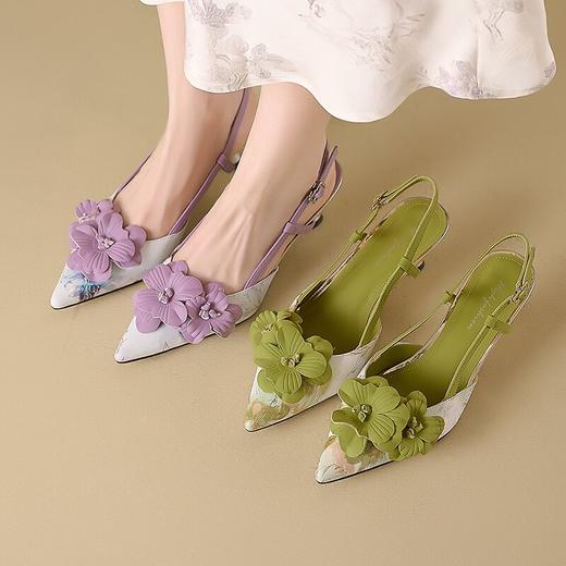 【预售5天】设计感花朵高跟鞋，法式包头凉鞋女鞋MBJR&819 商品图1