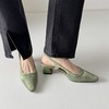 【预售5天】小方头高跟鞋粗跟一字带，绿色牛皮包头凉鞋QQJ&JZ-1229 商品缩略图3