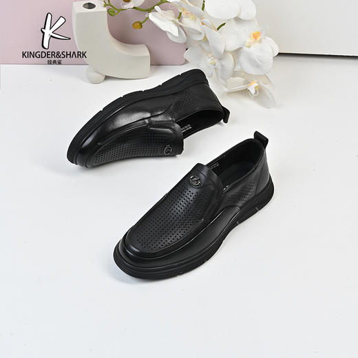 经典鲨2024年春季新款男士一脚蹬平底舒适商务皮鞋KW266-D26031 商品图2