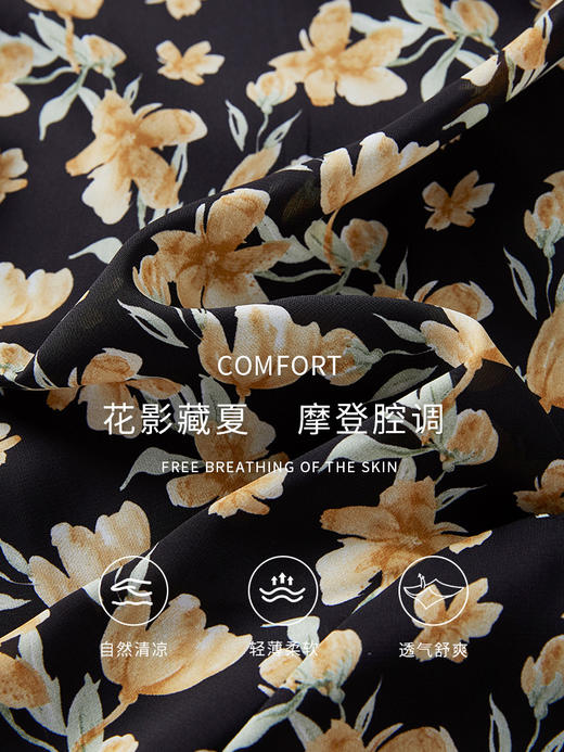 【五折购】熙世界浪漫复古围裹式V领碎花连衣裙2025夏季新款气质茶歇裙子 商品图3