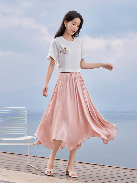 【专属特价】熙世界超仙女森系鎏光纱裙半身裙2025夏款遮胯垂感飘逸a字裙子 商品图2