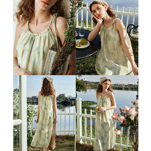 OLrain欧芮儿法式连衣裙女夏季2024年新款挂脖度假风宽松吊带长裙 商品图2