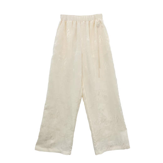 米色提花长裤 商品图0