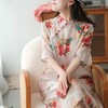 雀说 中式改良盘扣旗袍裙夏季棉麻立领文艺连衣裙复古印花棉麻旗袍4ZF-41502 商品缩略图2