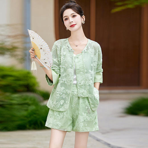 新中式国风时尚减龄，刺绣蕾丝两件套HR-GJC9256 商品图3