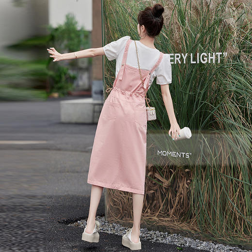 WH9179 2024年夏季新款气质时尚收腰显瘦背带裙搭白T 商品图3