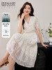 【专属特价】熙世界新中式国风天丝连衣裙高级感2025夏季泡泡袖气质白色裙子 商品缩略图0