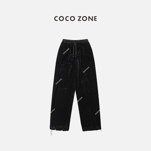 COCO ZONE 宽松垂感休闲收绳丝绒裤 23C18020 商品图1