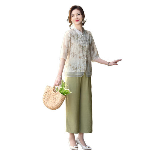 ALBB-新中式国风套装2024新款洋气衬衫中老年女装母亲节衣服夏款妈妈装 商品图4