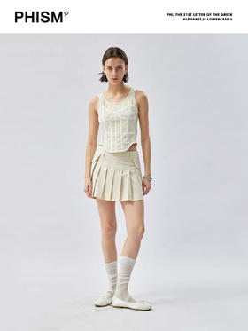 外漏口袋百褶裙