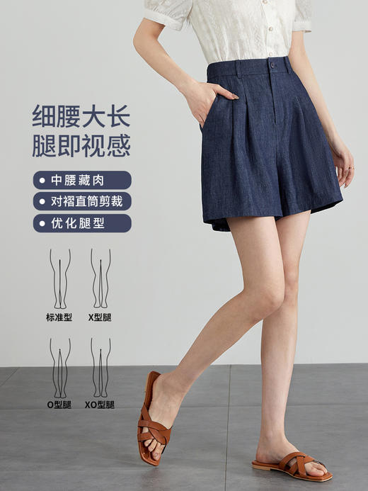 【专属特价】熙世界小个子阔腿牛仔短裤2025夏新款复古直筒宽松a字五分裤子 商品图1