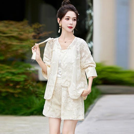 新中式国风时尚减龄，刺绣蕾丝两件套HR-GJC9256 商品图0
