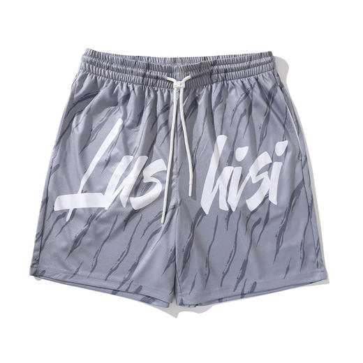 LUSHISI斑马纹主题印花美式速干不过膝四五分网眼运动短裤篮球裤 商品图4