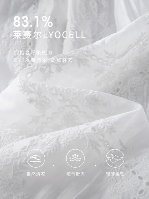 【专属特价】熙世界天丝白色衬衫夏季2025新款法式重工刺绣镂空小衫减龄上衣 商品图3