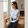 OLrain欧芮儿浅蓝色针织衫女夏季2024年新款时尚简约撞色短袖上衣 商品缩略图0