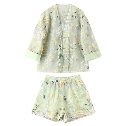 夏日新中式风刺绣设计清凉透气两件套裤HR-AQHUI2468 商品图4