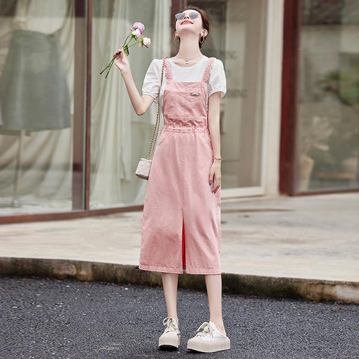 WH9179 2024年夏季新款气质时尚收腰显瘦背带裙搭白T 商品图2