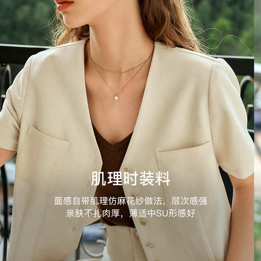 OLrain欧芮儿西装短外套女夏季2024年新款通勤简约气质短袖上衣 商品图2