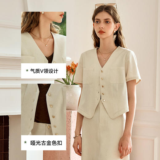 OLrain欧芮儿西装短外套女夏季2024年新款通勤简约气质短袖上衣 商品图4