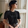OLrain欧芮儿黑色短袖T恤女夏季2024年新款宽松爱心镂空圆领上衣 商品缩略图0