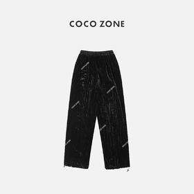 COCO ZONE 宽松垂感休闲收绳丝绒裤 23C18020