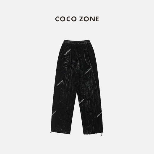 COCO ZONE 宽松垂感休闲收绳丝绒裤 23C18020 商品图0