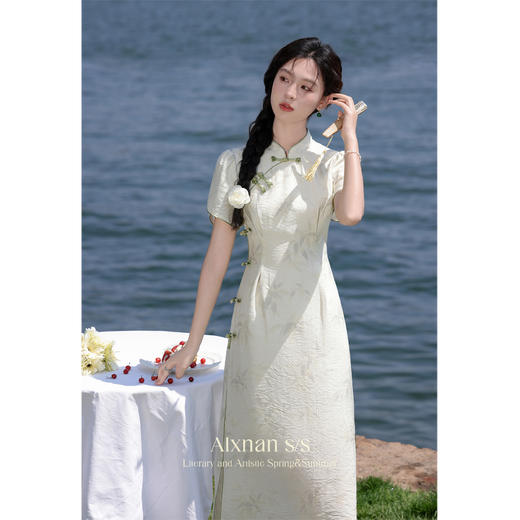 【6折秒杀】鹿向南「皎月竹新」新中式改良旗袍连衣裙女夏新款气质裙子L36703 商品图2