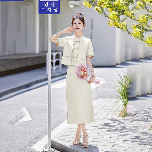 新中式小香风提花撞色，设计修身显瘦两件套裙HR-AQHUI2430 商品图3