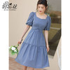勿忘花蓝色纯棉泡泡袖连衣裙女夏2024夏季新款气质设计感显瘦裙子 商品缩略图1