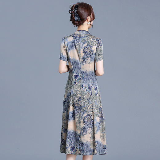 中式水墨画复古改良旗袍裙，中长款短袖连衣裙QYM-KED-6452-Y 商品图2