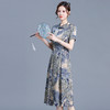 中式水墨画复古改良旗袍裙，中长款短袖连衣裙QYM-KED-6452-Y 商品缩略图1
