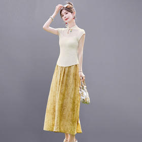 新中式国风套装连衣裙，改良旗袍两件套裙HR-MLJL1860-1