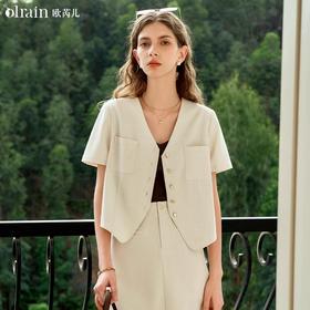 OLrain欧芮儿西装短外套女夏季2024年新款通勤简约气质短袖上衣