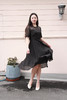 HJ2S19_漆黑色_连衣裙_春夏_复古网纱透视拼接收腰显瘦通勤气质连衣裙_高级女装_BERNIEELEN 伯妮斯茵 商品缩略图4
