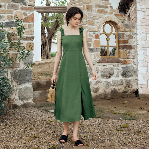 OLrain欧芮儿法式无袖连衣裙女夏季2024新款气质高级感收腰中长裙 商品图1