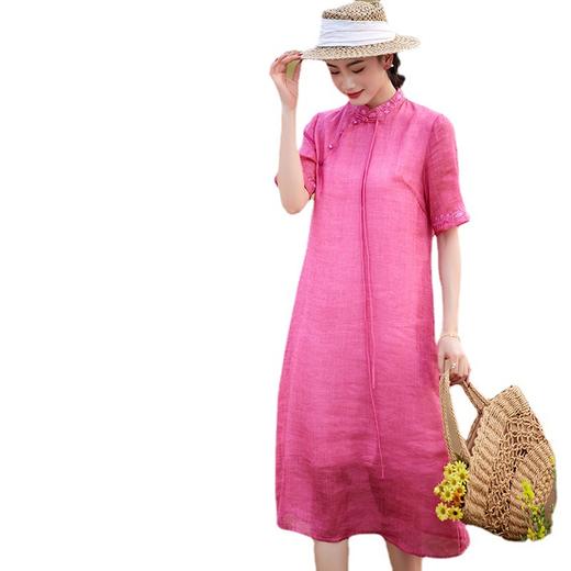 苎麻文艺范儿淑女改良旗袍显瘦连衣裙TT96137 商品图4
