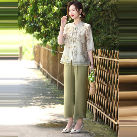 ALBB-新中式国风套装2024新款洋气衬衫中老年女装母亲节衣服夏款妈妈装 商品图5