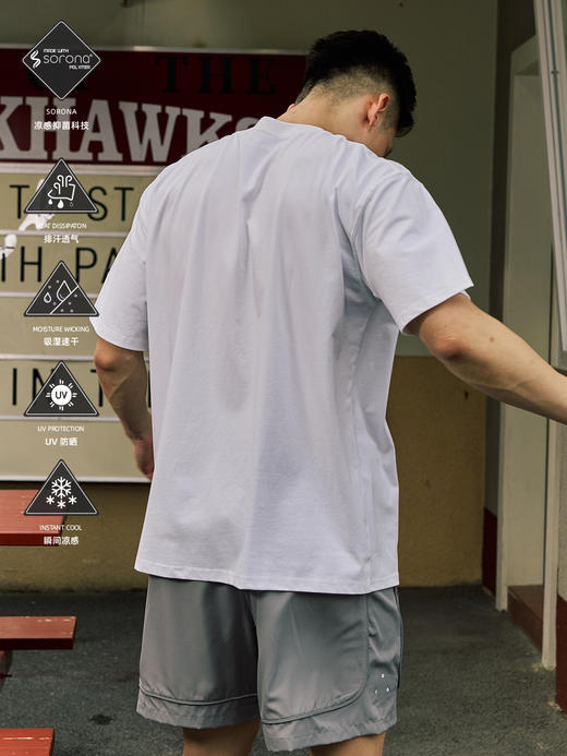 LUSHISI索罗娜刺绣logo基础圆领男女运动透气速干吸湿排汗短袖t恤 商品图3