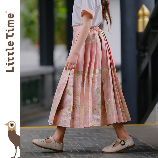 littletime女童汉服裙子春夏装新款中国风马面裙高级感儿童半身裙 商品图3