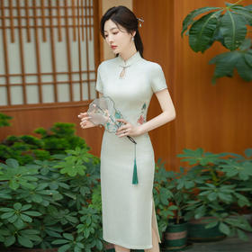TZW-新款旗袍2024国风定位刺绣长款日常气质优雅改良连衣裙中式