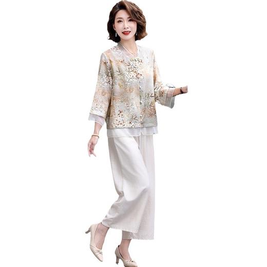 ALBB-夏款妈妈装套装新中式国风衬衫两件套洋气中老年女装新款小衫 商品图4