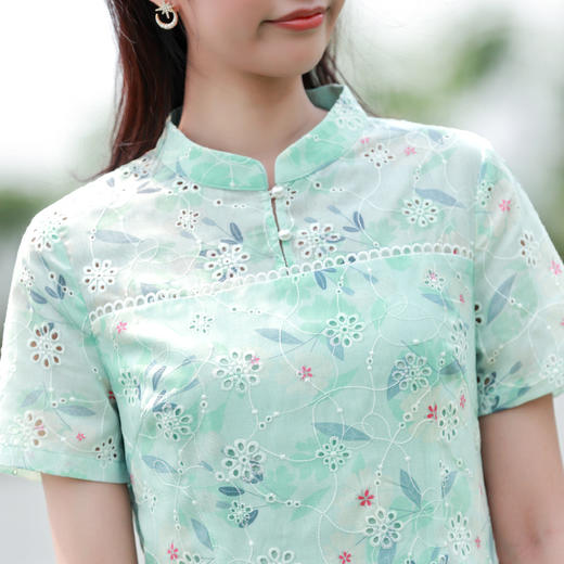 勿忘花旗袍改良版连衣裙女夏2025夏季新款气质棉布碎花中国风裙子 商品图2