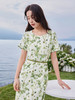 【专属特价】熙世界荷叶晕染绿色连衣裙2025夏季新款优雅气质直筒雪纺碎花裙 商品缩略图3