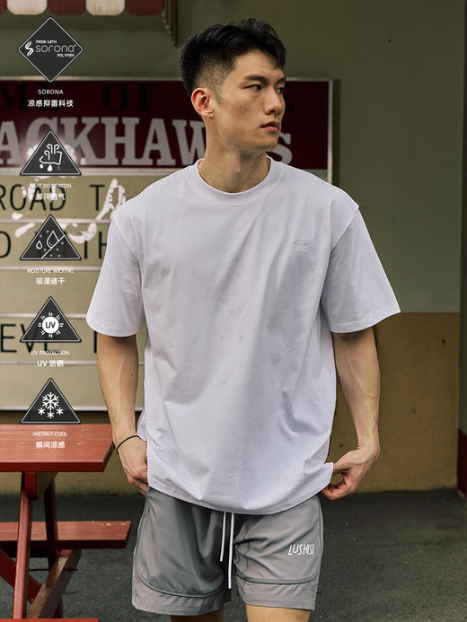 LUSHISI索罗娜刺绣logo基础圆领男女运动透气速干吸湿排汗短袖t恤 商品图2