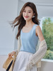 【周四狂欢价】熙世界双型领冰丝针织背心2025夏新款内搭纯色百搭无袖V领上衣 商品缩略图4
