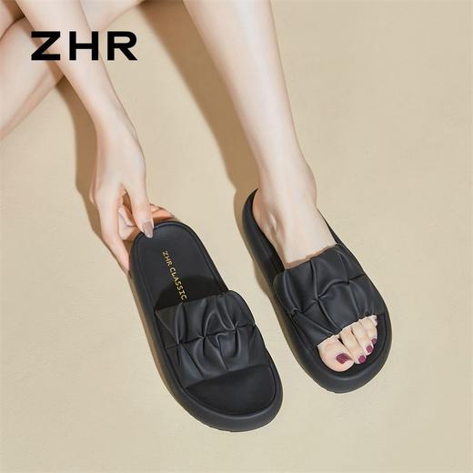 ZHR则则厚底拖鞋2024新款一字带沙滩凉拖软底时尚百搭外穿女拖鞋 商品图3