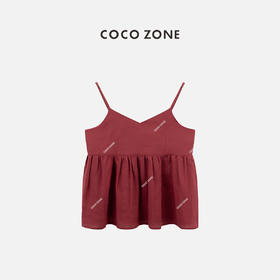 COCO ZONE夏季时尚V领无袖吊带背心宽松显瘦纯色上衣CC2B0852